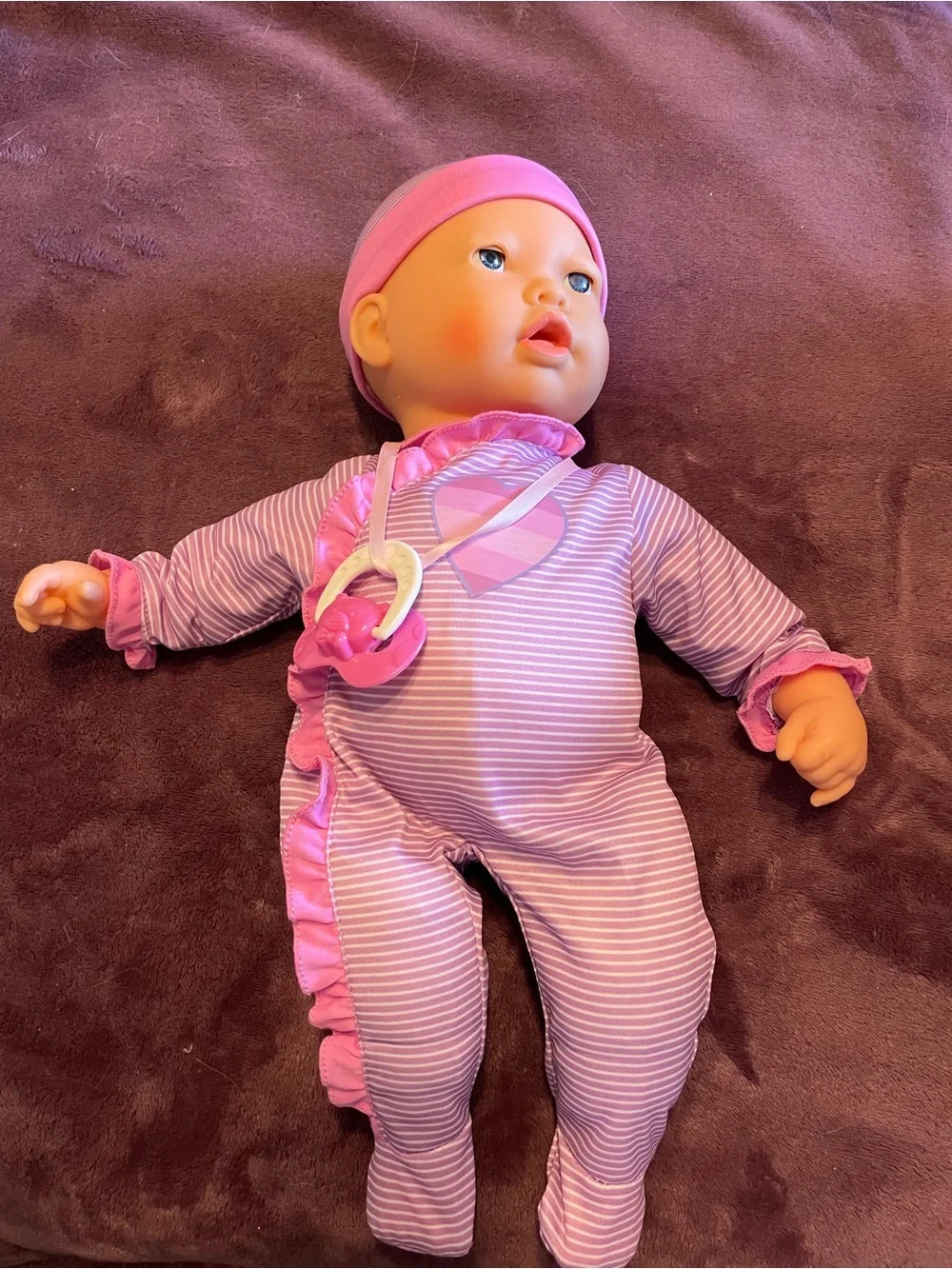 Interactive Plush Baby Doll in Pink and Lavender Outfit - Kids Toys -